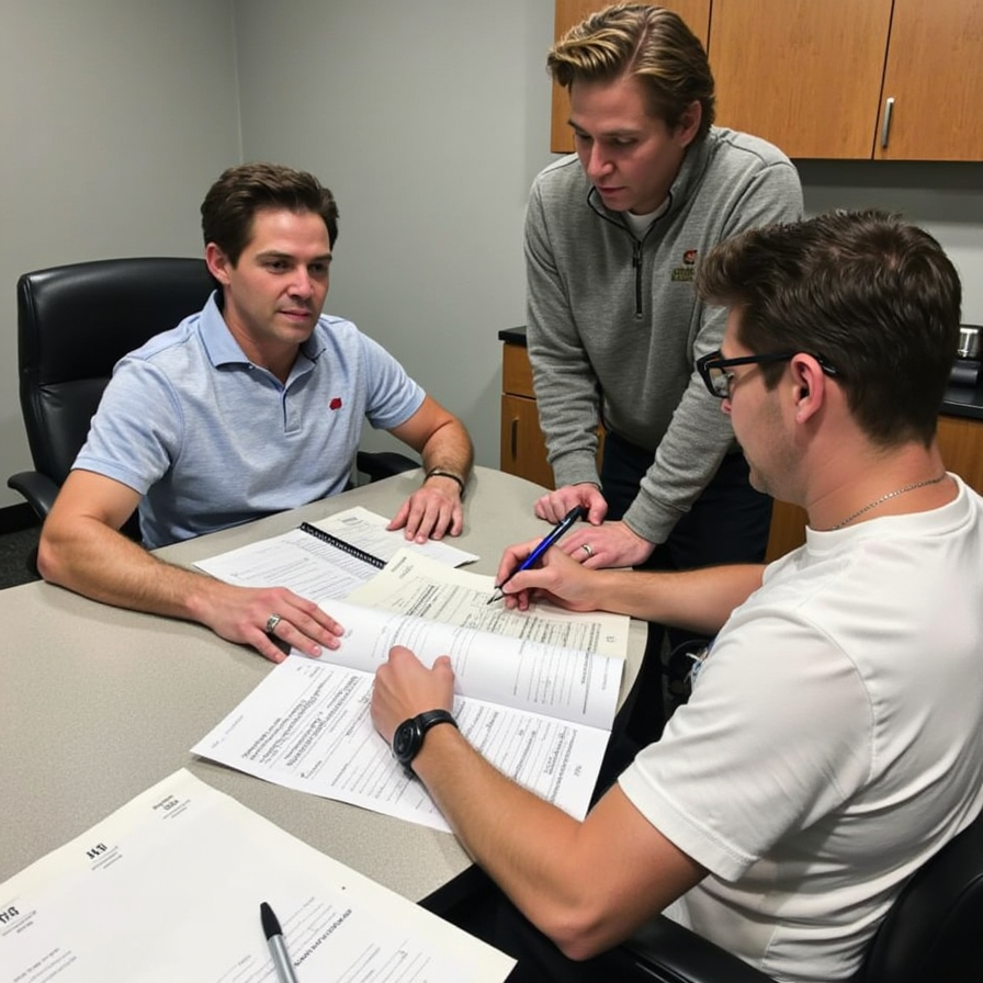 Tax advisors meeting with clients about estate and trust tax preparation at Wozny Tax & Accounting Co. in Mokena, IL.