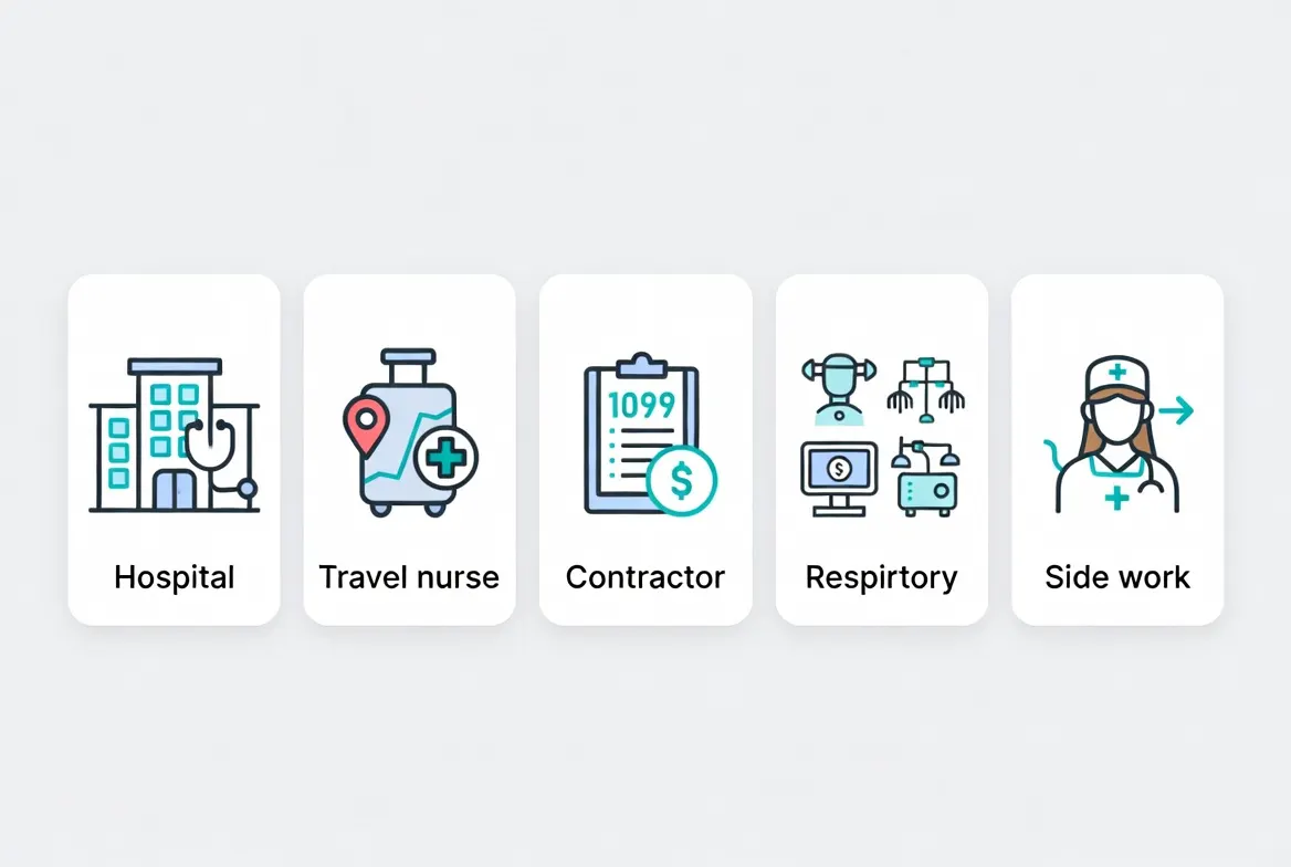 Tax preparation services for hospital employees, travel nurses, 1099 contractors, respiratory therapists, and healthcare side work at The Wozny Tax Company in Mokena, IL