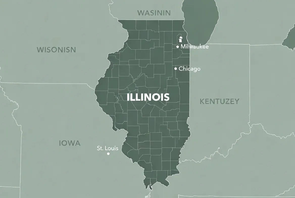Illinois state map highlighting multi-state tax filing services for travel nurses served by The Wozny Tax Company in Mokena, IL